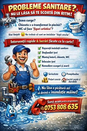 Un instalator sanitar se ocupă cu montarea, repararea și întreținerea instalațiilor de apă și canali