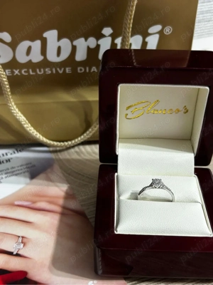 Inel logodnă aur alb 18K cu diamante   NOU- marimea 51