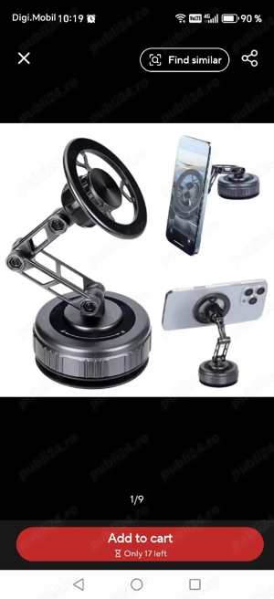 Suport magnetic telefon cu vacum  - imagine 3