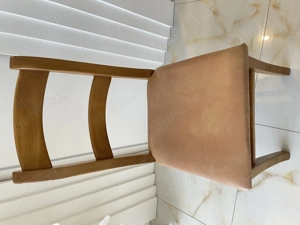 Scaune lemn masiv de fag-culoare stejar, șezut tapițat din piele - imagine 3