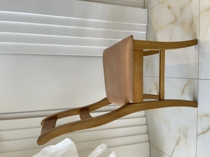 Scaune lemn masiv de fag-culoare stejar, șezut tapițat din piele - imagine 2