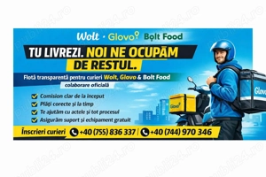 Curieri livrari domiciliu .Wolt.Glovo.Bolt food