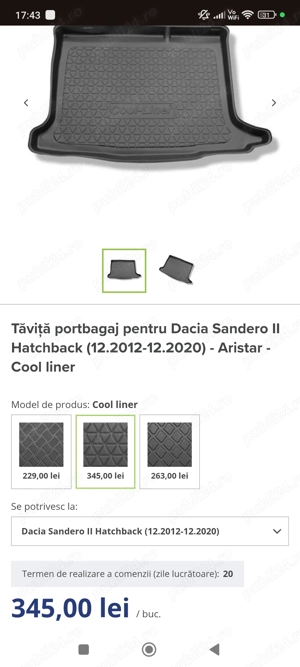 Tavita portbagaj, presuri, paravanturi Heko Dacia Sandero 2 - imagine 9