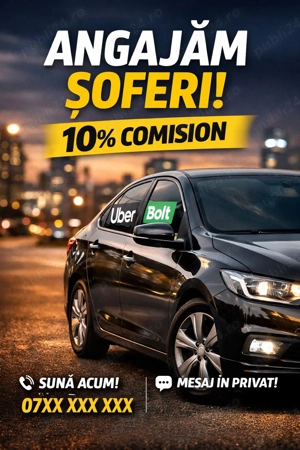 Angajez | Colaborez șoferi Uber și Bolt - Comision 10%