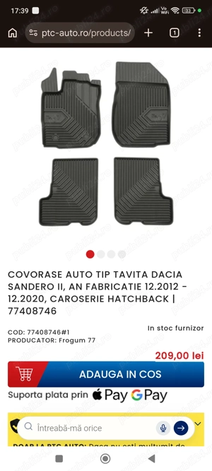 Tavita portbagaj, presuri, paravanturi Heko Dacia Sandero 2 - imagine 5