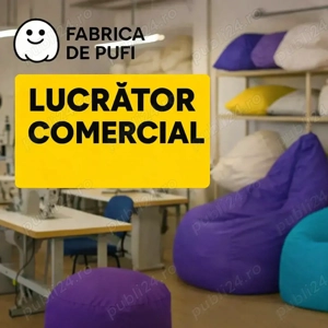 Fabrica de Pufi și Perne angajează: LUCRĂTOR COMERCIAL (Fata)