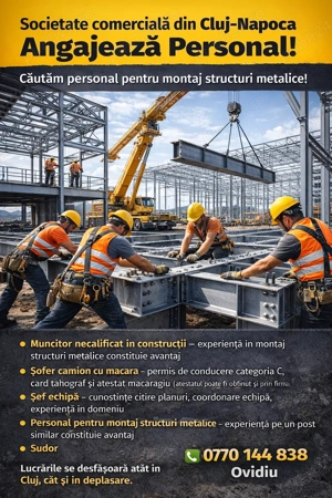 angajam sef echipa  sofer camion  sudor  muncitor necalificat in constructii