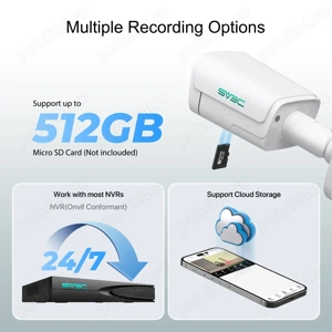 Camera IP SV3C 4K WiFi pentru exterior Bullet cu fir de 8MP, vedere nocturna color cu reflector, ONV - imagine 5