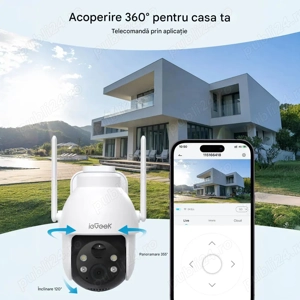 Camera de supraveghere solara WI- FI pe bateri pentru exterior ieGeek 2K 3MP HD 360  WLAN 2.4GHz - imagine 4
