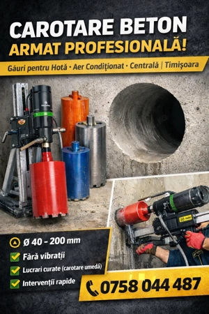 Carota    Carotări beton Timișoara | găuri hotă, aer condiționat, centrală 