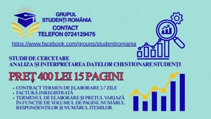 Studii de cercetare, Analiza și interpretarea datelor chestionare studenți 