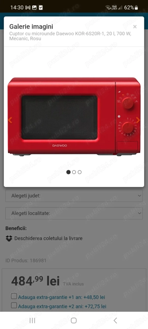 cuptor microunde rosu