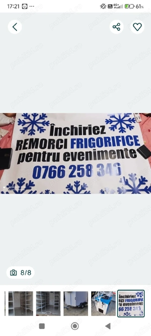 Închiriez remorci frigorifice si dozator de bere 