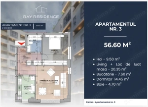 Apartament 2 camere, complex rezidențial   - imagine 3
