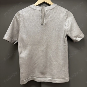 Bluză H&M cu mânecă scurtă, argintiu metalizat, mărimea 34 - imagine 4