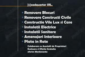 Construcții, Renovări, Amenajări, Mentenanță Case Blocuri
