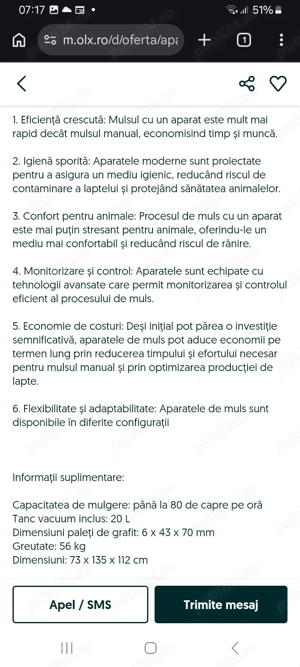 Vand mulgatoare capre_oi cu 6 posturi nou nefolosit  - imagine 2