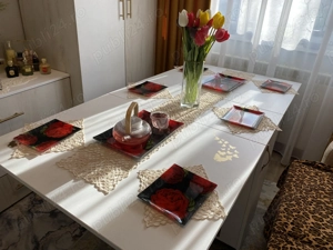 Set de 7 piese,lucrat manual din fir de macrame crem