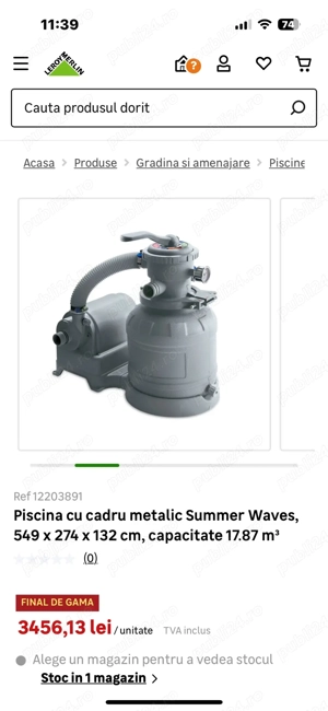 piscina cu cadru metalic luata acum un an