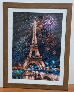 Tablouri cu diamante 5D înrămate - Turnul Eiffel & Crini   set decor