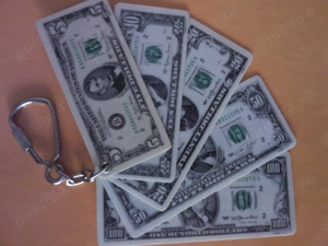 Breloc bancnote dolari plastic vintage din anii '80