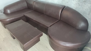 Canapea extensibila și masă piele - imagine 2
