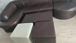 Canapea extensibila și masă piele - imagine 3