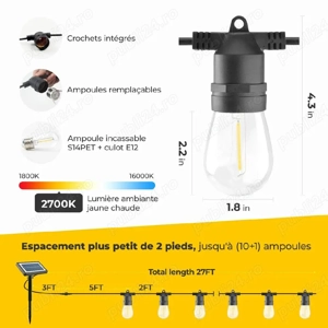 Ghilanda lumini solare 10m, de exterior
