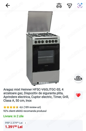 Vand aragaz Heinner NOU, sigilat.