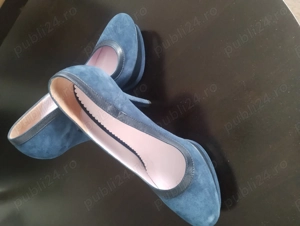 Pantofi damă Vicina (Italia)   Piele întoarsă albastru, toc 13 cm, super comozi!