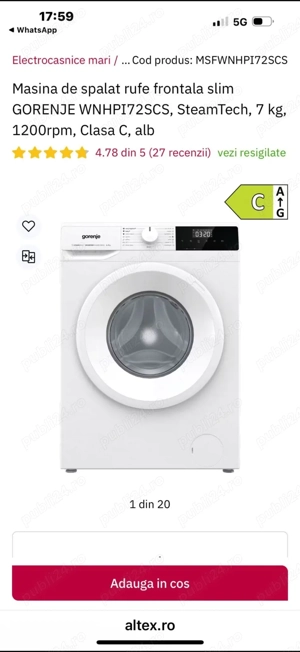 Mașină de spălat rufe Gorenje 7 kg   SIGILATĂ   1000 lei