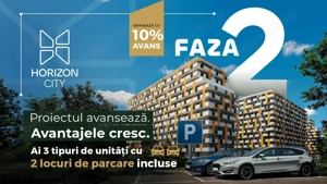 Horizon City: 2 camere + balcon 16.51 mp + 2 parcări Klaus incluse si avans 10%