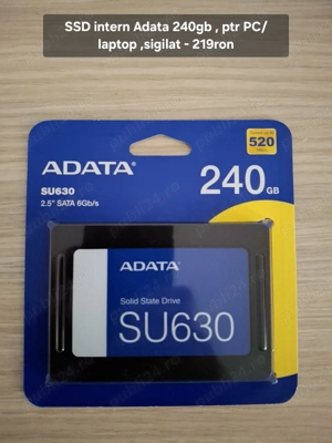 SSD intern 240gb ptr pc sau laptop (sigilat) si rack extern ptr el