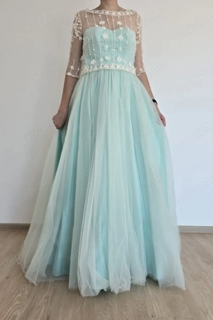 Rochie verde Rochie- Atelier Iness Couture, verde menta cu alb, M-L