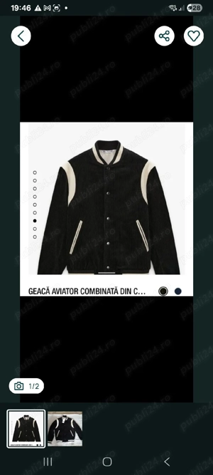 Geaca Zara colegiu,catifea,raiată