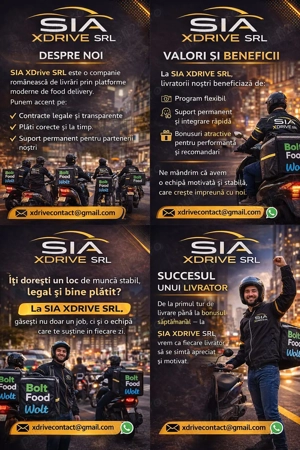 Angajăm livratori Bolt Food - Wolt