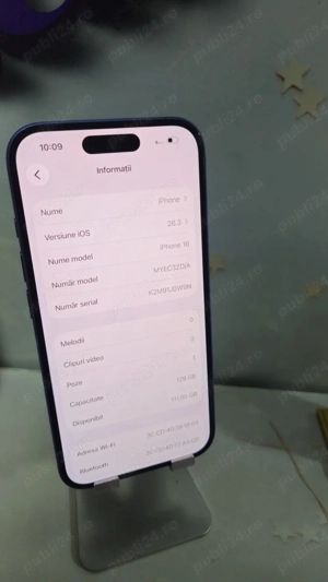 iPhone 16 Blue 128GB Baterie:100%.Pre  fix!