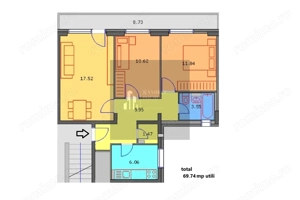 Apartament 3 camere 70m decomandat centrala Prel. Ferentari -Vadul Nou - imagine 3