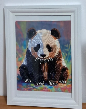 Tablouri cu diamante 5D înrămate   Set Panda și Pisică   handmade