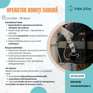 Operator roboti sudura, program in 2 schimburi - Brasov