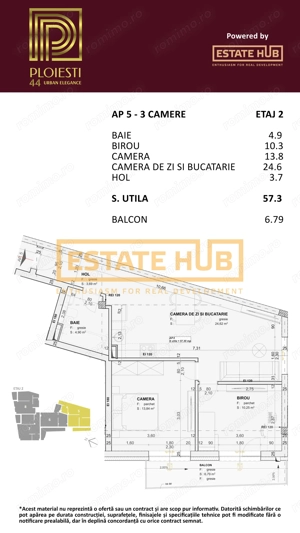 Apartament 3 camere FINISAT | Ploiesti 44 | 0% Comision - imagine 2
