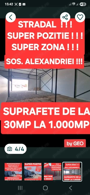 STRADAL ȘOS ALEXANDRIEI 70mp ideal Magazin Fast-Food Showroom Vitrina Stradala