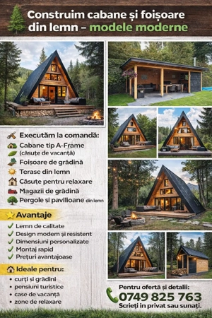 Executam cabane tip A căsuțe foișoare terase magazii de grădini  - imagine 2