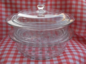 Set steamer etajat Franta sticla termorezistenta 4 litri pentru gatit sanatos la abur pe plita