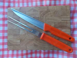 Set Zwilling JA Henckels Solingen servire friptura cutit furculita si tocator lemn artar