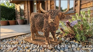 Statuetă văcuță Highland, galben patinat, model S106