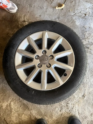 4 Jante originale Audi R16 + Anvelope vară Bridgestone 225/55 R16 - imagine 2