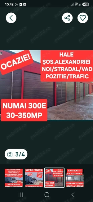 HALE ȘOS ALEXANDRIEI Stradale 30-350mp La numai 300 euro Super Vad Super Trafic Super Pozitie - imagine 6