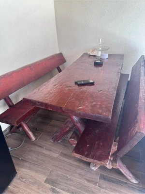 Mobilier foișor din lemn masiv complet   8 locuri