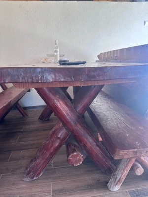 Mobilier foișor din lemn masiv complet   8 locuri - imagine 3